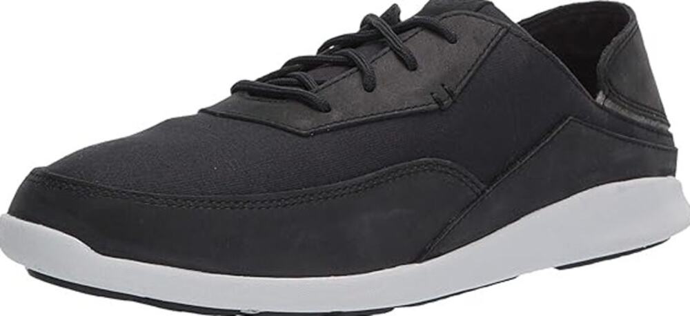 OluKai Kihi Sneakers Leather Collapsible Lace Up Round Toe Casual Black 8